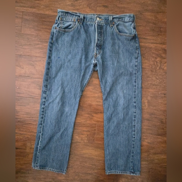 Vintage Levis 501 Jeans Mens Size 36x29 Button Fly Denim Blue Straight Leg - Picture 2 of 10